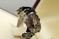 Custom made silver ring with a piece of lava (brought from a Volcano top by the Client), decorated with a tropical leaves motive.