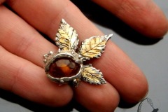 One of the designs from the series of Art Clay Silver tutorials I have worked on for Sydney Art School during my stay in Australia. It’s a silver pendant with a hand-carved amber chestnut. The leaf is decorated with an old korean technique „keum-boo”, that allows to connect 24k gold flakes with silver by melting one onto the surface of another.